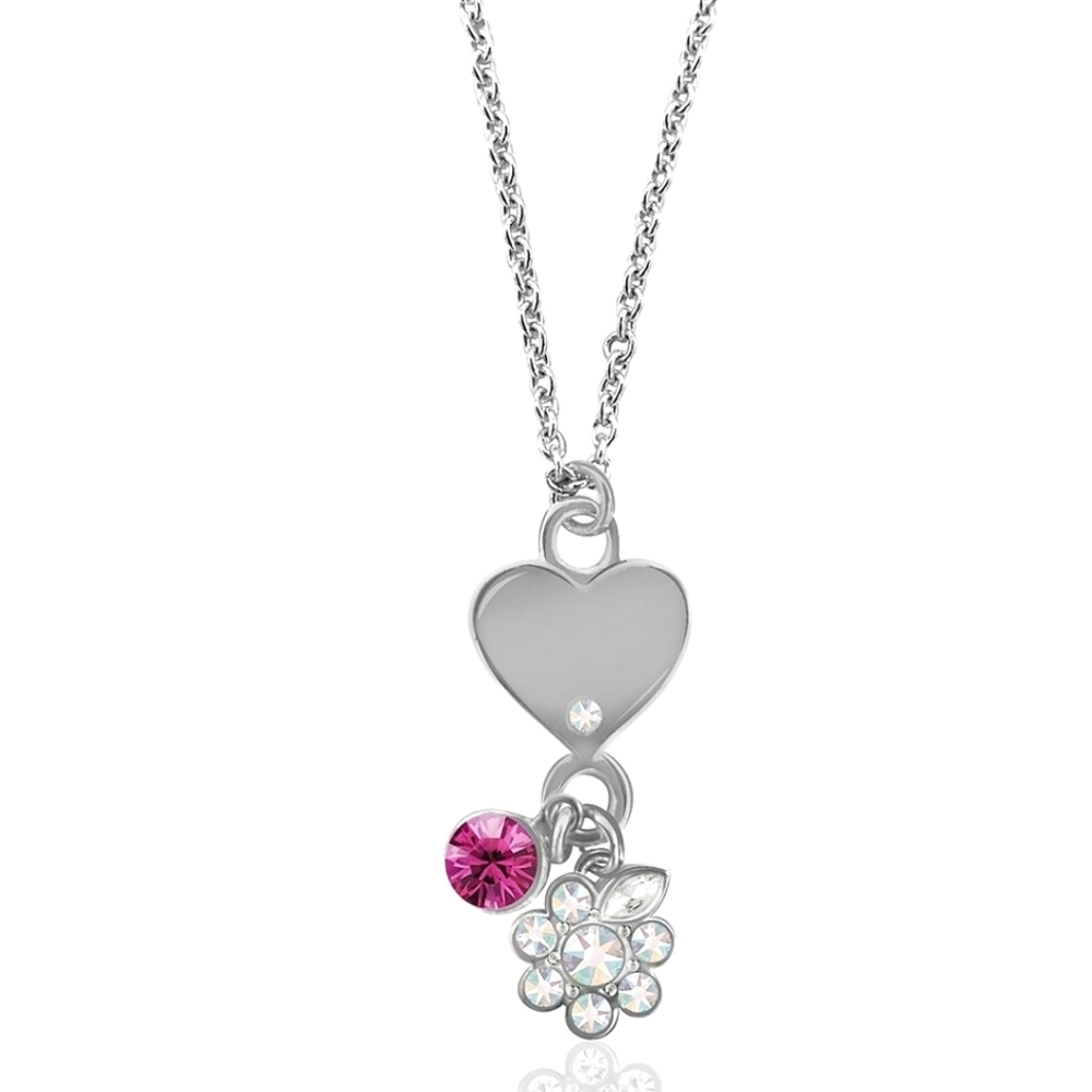 From The Heart Triple-Charm Necklace • Swarovski® Crystal Sterling Silver Ovrly